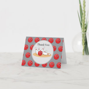 Bowling Ball Striking Skittles Personalise Thank You Card