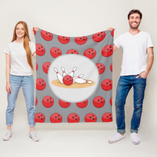 Bowling Ball Striking Skittles with Ball Pattern Fleece Blanket