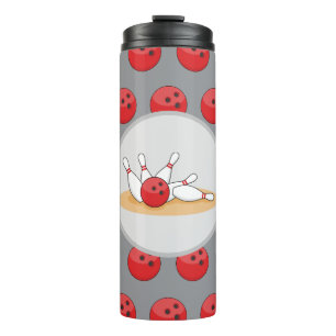 Bowling Ball Striking Skittles with Ball Pattern Thermal Tumbler
