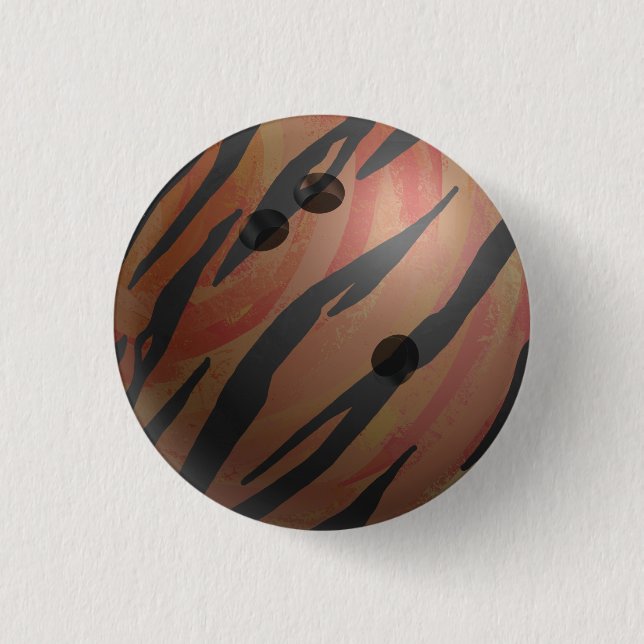 Bowling Ball Tiger Orange 3 Cm Round Badge (Front)