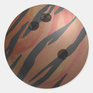Bowling Ball Tiger Orange Classic Round Sticker