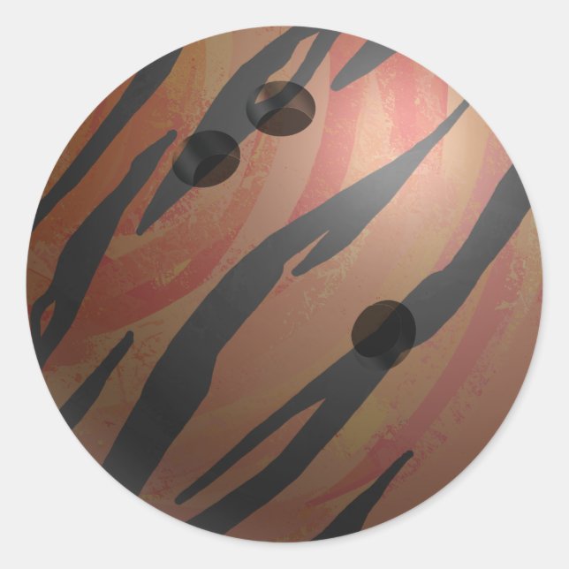 Bowling Ball Tiger Orange Classic Round Sticker (Front)