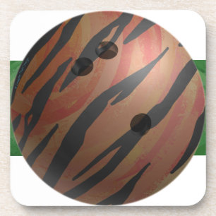 Bowling Ball Tiger Orange Coaster
