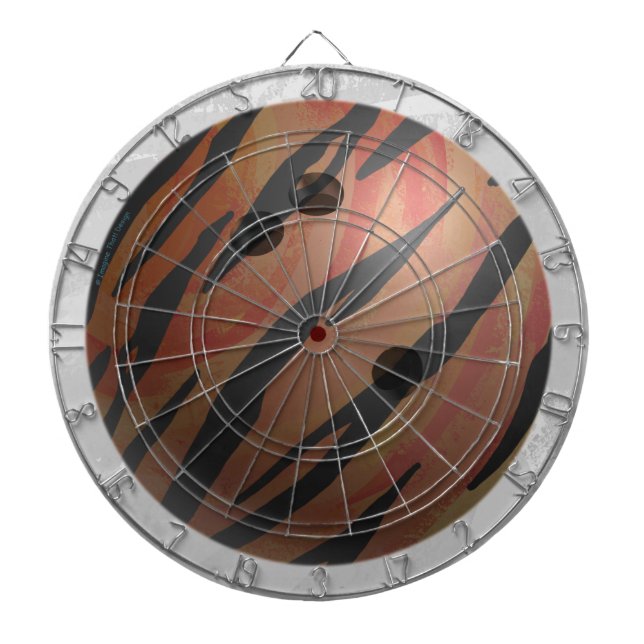 Bowling Ball Tiger Orange Dartboard (Front)