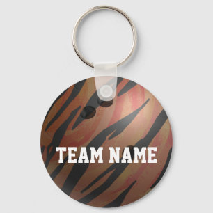 Bowling Ball Tiger Orange Key Ring