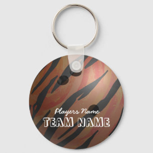Bowling Ball Tiger Orange Key Ring