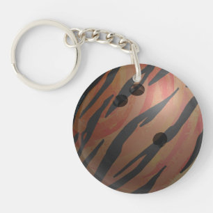Bowling Ball Tiger Orange Key Ring