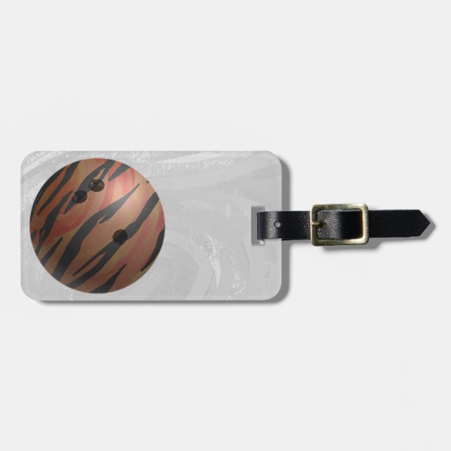 Bowling Ball Tiger Orange Luggage Tag (Front Horizontal)