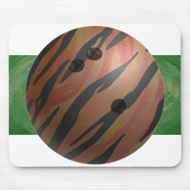 Bowling Ball Tiger Orange Mouse Mat (Front)