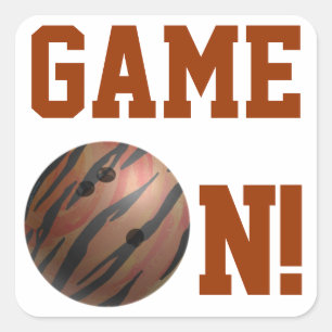 Bowling Ball Tiger Orange Square Sticker