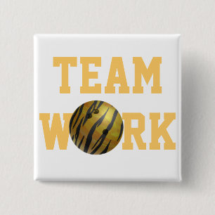 Bowling Ball Tiger Yellow 15 Cm Square Badge