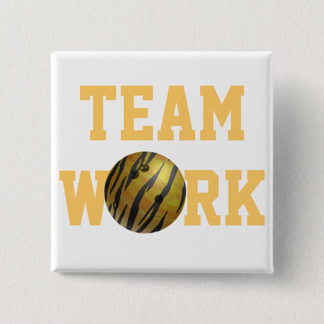 Bowling Ball Tiger Yellow 15 Cm Square Badge (Front)