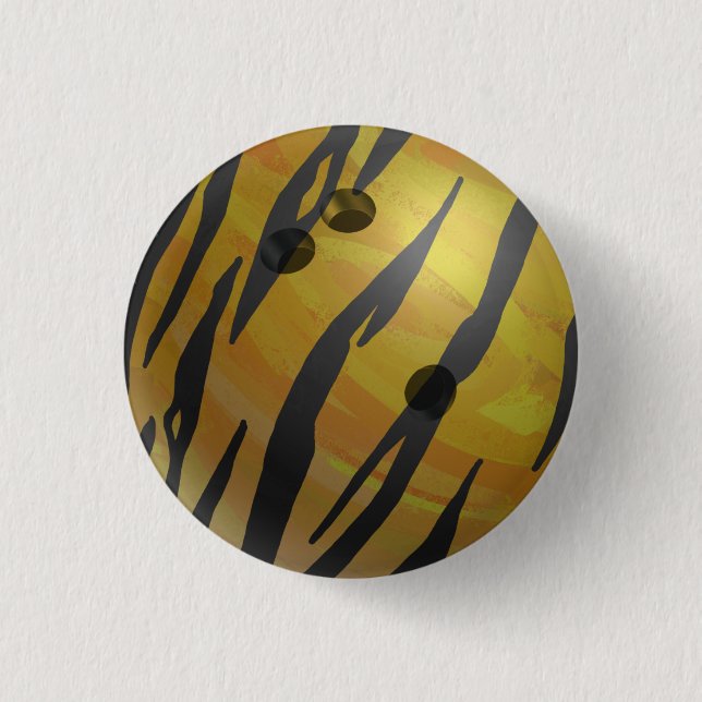 Bowling Ball Tiger Yellow 3 Cm Round Badge (Front)