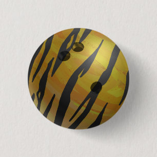 Bowling Ball Tiger Yellow 3 Cm Round Badge