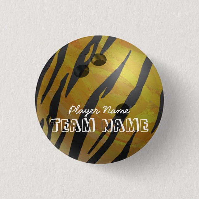 Bowling Ball Tiger Yellow 3 Cm Round Badge (Front)