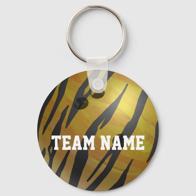 Bowling Ball Tiger Yellow Key Ring (Front)