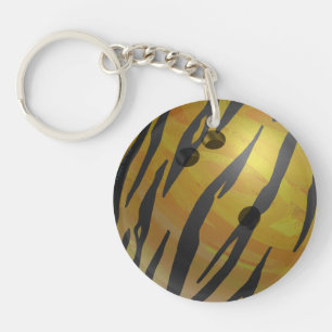 Bowling Ball Tiger Yellow Key Ring