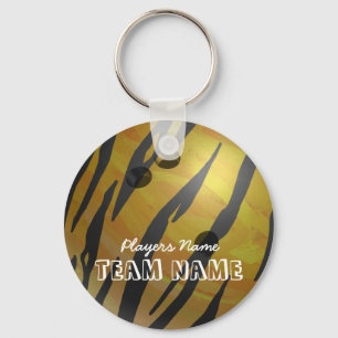 Bowling Ball Tiger Yellow Key Ring
