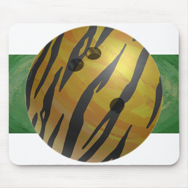 Bowling Ball Tiger Yellow Mouse Mat (Front)