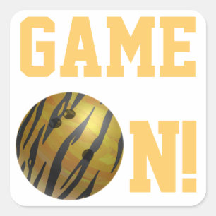 Bowling Ball Tiger Yellow Square Sticker