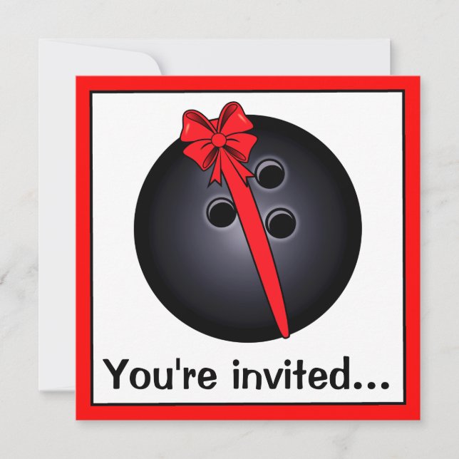 Bowling Ball with Bow Birthday Invitation (Front)