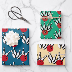 Bowling Balls and Pins Design Wrapping Paper Sheet