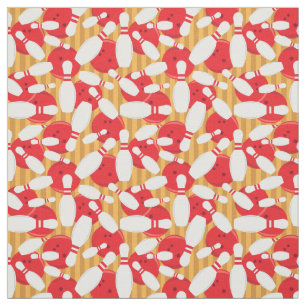 Bowling Balls and White Bowling Pins Kids Pattern Fabric