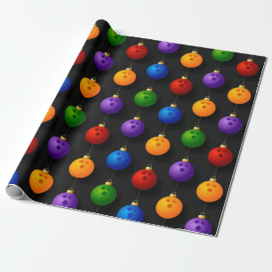 Bowling Balls Christmas Holiday Decorations Sports Wrapping Paper