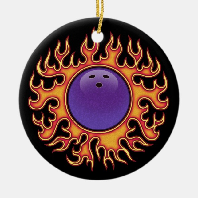 Bowling Balls-o-Fire Ceramic Tree Decoration (Front)