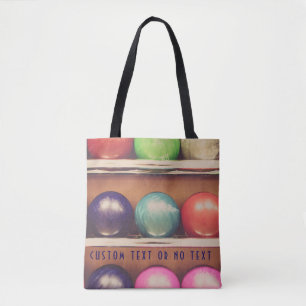 Bowling balls personalised colourful tote bag