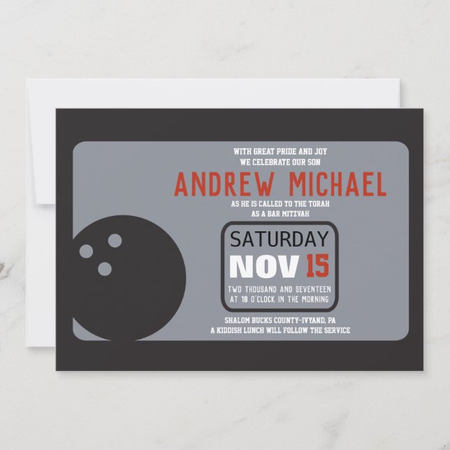 BOWLING Bar Mitzvah Invitation (Front)