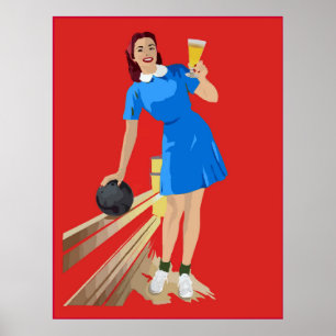 Bowling, Beer, Fun Poster