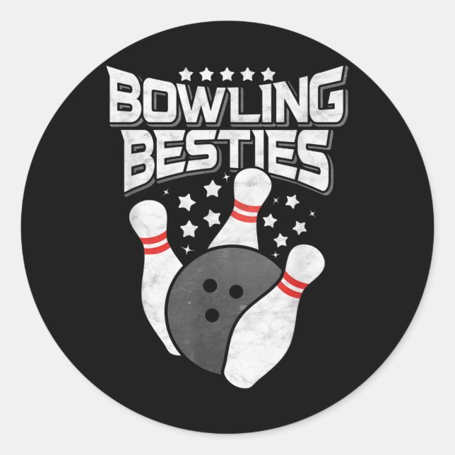 Bowling Besties  Classic Round Sticker (Front)