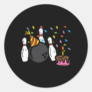Bowling Birthday Bday Party Bowler Men Women Kids Classic Round Sticker