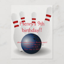 Bowling Birthday card
