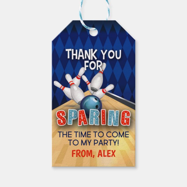Bowling Birthday Favour Tag (Front)