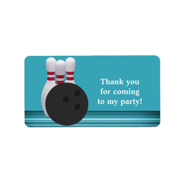 Bowling Birthday Favour Tag Label (Front)
