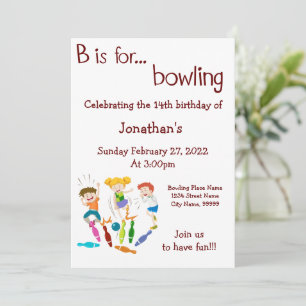 Bowling Birthday for Bowling Party Invitation