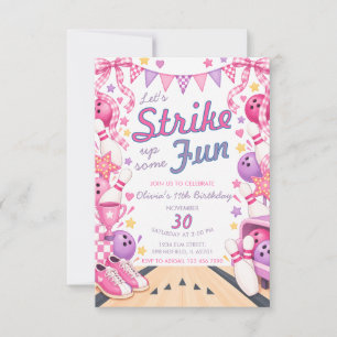 Bowling Birthday Girl Party Invitation