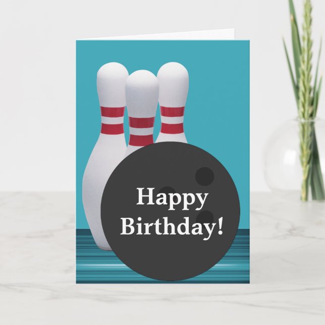 Bowling Birthday Greeting Card (Front)