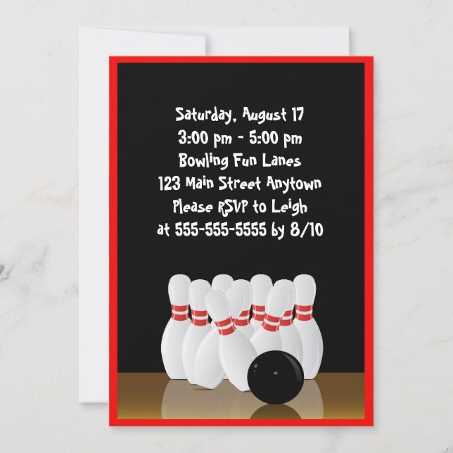 Bowling Birthday Invitation (Front)