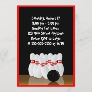 Bowling Birthday Invitation