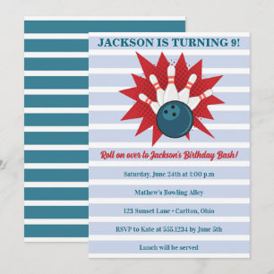 Bowling Birthday Invitation