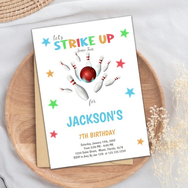 Bowling Birthday Invitation (Red Ball Bowling Birthday Invitations)