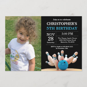 Bowling Birthday Invitation Birthday Party Blue