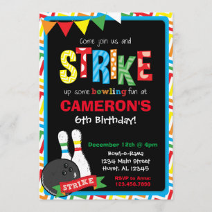 Bowling Birthday Invitation, Bowling Chalkboard Invitation