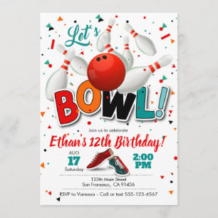 Bowling Birthday Invitation for Bowling Party