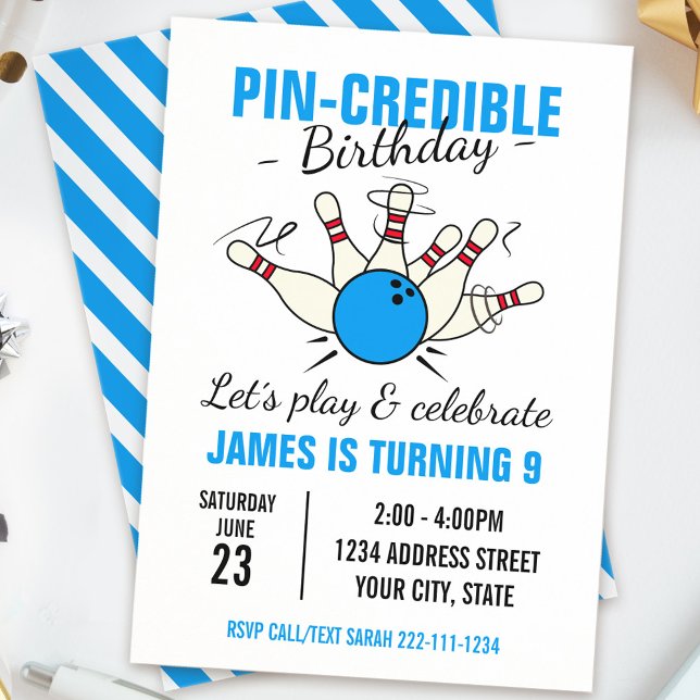 Bowling birthday invitation for boys (Creator Uploaded)