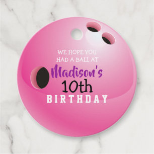 BOWLING Birthday Invitation Gift Take Home Card Favour Tags