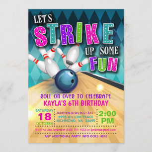 Bowling Birthday Invitation Girl